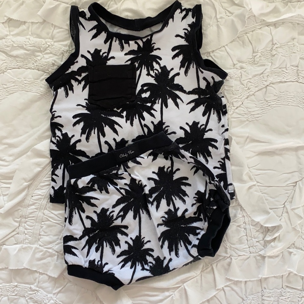 Black and white palms Matching set
